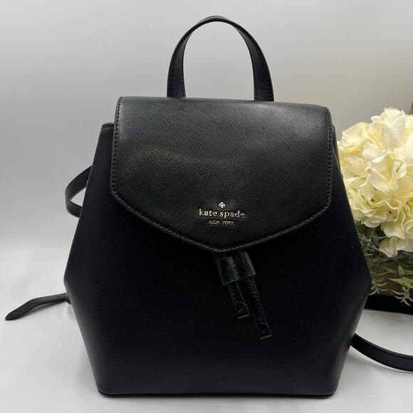 Kate Spade Mulberry Street Small Breezy Black Flap Backpack - Picture 1 of 11